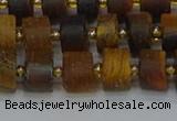 CRB1253 15.5 inches 6*10mm tyre matte yellow tiger eye beads