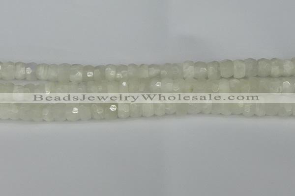 CRB1280 15.5 inches 6*10mm faceted rondelle white moonstone beads