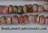 CRB1282 15.5 inches 4*6mm faceted rondelle rhodochrosite beads