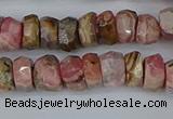 CRB1283 15.5 inches 5*8mm faceted rondelle rhodochrosite beads