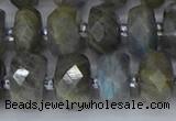 CRB1297 15.5 inches 6*12mm faceted rondelle labradorite beads