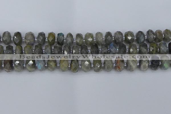 CRB1297 15.5 inches 6*12mm faceted rondelle labradorite beads