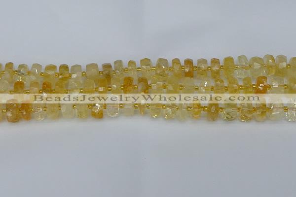 CRB1321 15.5 inches 6*10mm faceted rondelle citrine beads