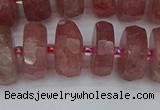 CRB1344 15.5 inches 8*16mm faceted rondelle strawberry quartz beads