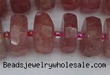 CRB1345 15.5 inches 8*18mm faceted rondelle strawberry quartz beads