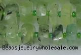 CRB1351 15.5 inches 6*10mm faceted rondelle green rutilated quartz beads