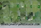 CRB1352 15.5 inches 6*12mm faceted rondelle green rutilated quartz beads