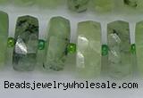 CRB1355 15.5 inches 8*18mm faceted rondelle green rutilated quartz beads