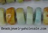 CRB1364 15.5 inches 8*16mm faceted rondelle Chinese amazonite beads