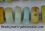 CRB1365 15.5 inches 8*18mm faceted rondelle Chinese amazonite beads