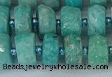 CRB1372 15.5 inches 6*12mm faceted rondelle amazonite beads