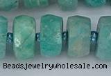 CRB1375 15.5 inches 8*18mm faceted rondelle amazonite beads