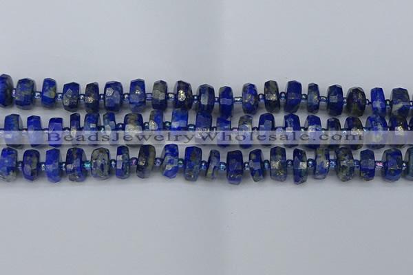 CRB1392 15.5 inches 6*12mm faceted rondelle lapis lazuli beads