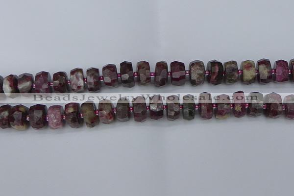 CRB1403 15.5 inches 7*14mm faceted rondelle tourmaline beads