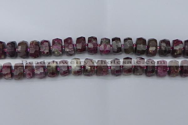 CRB1404 15.5 inches 8*16mm faceted rondelle tourmaline beads