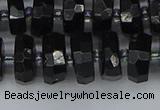 CRB1422 15.5 inches 6*12mm faceted rondelle black tourmaline beads