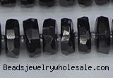 CRB1423 15.5 inches 7*14mm faceted rondelle black tourmaline beads