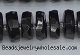 CRB1424 15.5 inches 8*16mm faceted rondelle black tourmaline beads