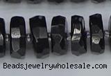 CRB1425 15.5 inches 8*18mm faceted rondelle black tourmaline beads