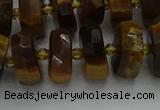 CRB1432 15.5 inches 6*12mm faceted rondelle yellow tiger eye beads