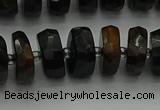 CRB1441 15.5 inches 6*10mm faceted rondelle blue tiger eye beads