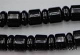 CRB151 15.5 inches 6*12mm & 10*12mm rondelle black agate beads