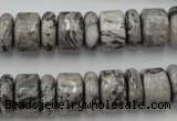 CRB163 15.5 inches 5*14mm & 10*14mm rondelle grey picture jasper beads