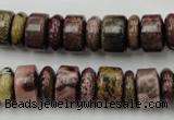 CRB176 15.5 inches 4*12mm – 8*12mm rondelle red artistic jasper beads