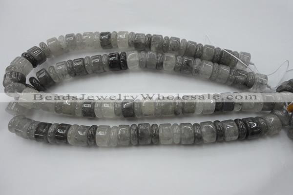 CRB180 15.5 inches 5*14mm – 10*14mm rondelle cloudy quartz beads