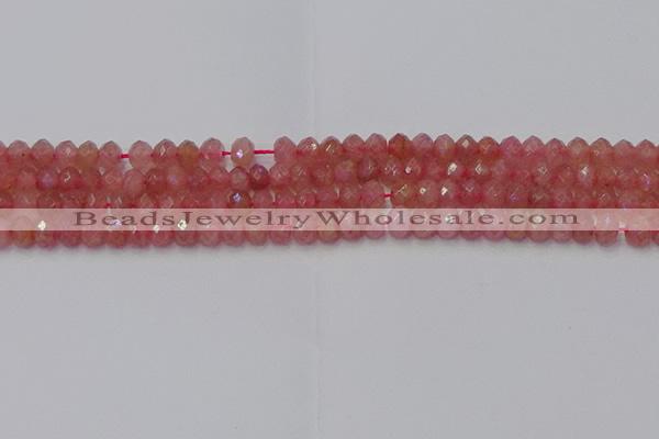 CRB1800 15.5 inches 4*6mm faceted rondelle strawberry quartz beads