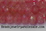 CRB1801 15.5 inches 5*8mm faceted rondelle strawberry quartz beads