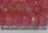 CRB1802 15.5 inches 6*10mm faceted rondelle strawberry quartz beads