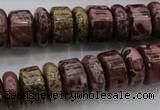 CRB181 15.5 inches 5*14mm – 10*14mm rondelle red artistic jasper beads