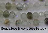 CRB1812 15.5 inches 4*6mm faceted rondelle green rutilated quartz beads