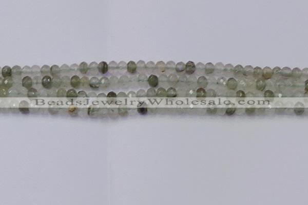 CRB1812 15.5 inches 4*6mm faceted rondelle green rutilated quartz beads