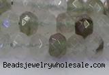 CRB1813 15.5 inches 5*8mm faceted rondelle green rutilated quartz beads