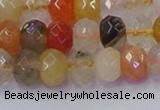 CRB1821 15.5 inches 5*8mm faceted rondelle mixed rutilated quartz beads