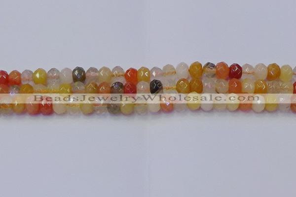 CRB1821 15.5 inches 5*8mm faceted rondelle mixed rutilated quartz beads