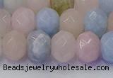 CRB1830 15.5 inches 6*10mm faceted rondelle morganite beads