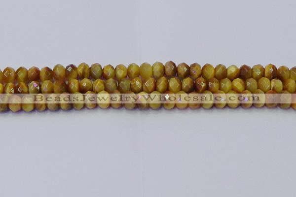 CRB1837 15.5 inches 5*8mm faceted rondelle golden tiger eye beads