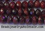 CRB1845 15.5 inches 5*8mm faceted rondelle red tiger eye beads