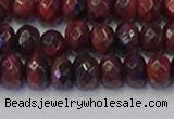 CRB1846 15.5 inches 6*10mm faceted rondelle red tiger eye beads