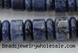 CRB187 15.5 inches 6*16mm – 10*16mm rondelle blue dumortierite beads