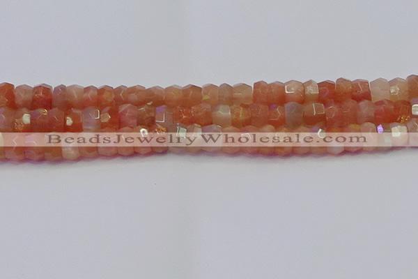 CRB1932 15.5 inches 6*10mm faceted rondelle sunstone beads