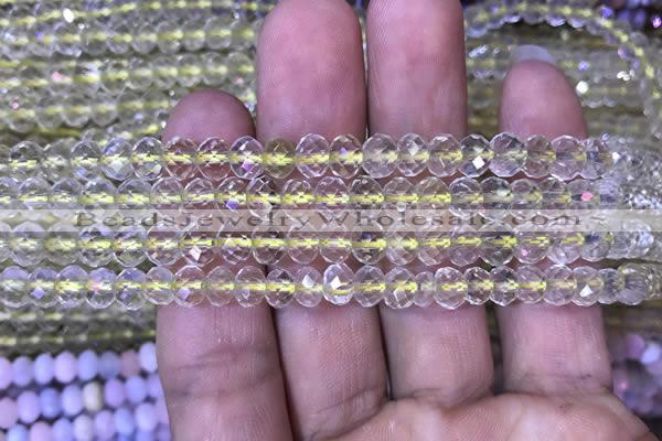 CRB1946 15.5 inches 4*6mm faceted rondelle lemon quartz beads