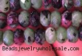 CRB1976 15.5 inches 4*6mm faceted rondelle ruby zoisite beads