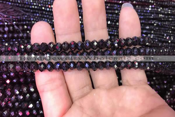 CRB1998 15.5 inches 4*6mm faceted rondelle black spinel beads