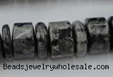 CRB204 15.5 inches 6*18mm - 13*18mm rondelle black labradorite beads