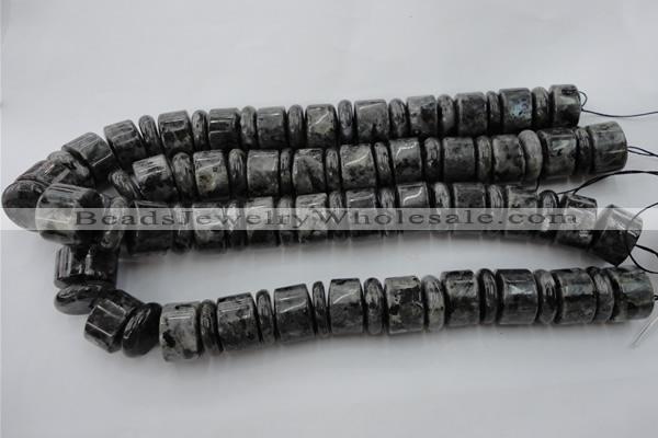 CRB204 15.5 inches 6*18mm - 13*18mm rondelle black labradorite beads