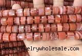 CRB2107 15.5 inches 11mm - 12mm faceted tyre red agate beads